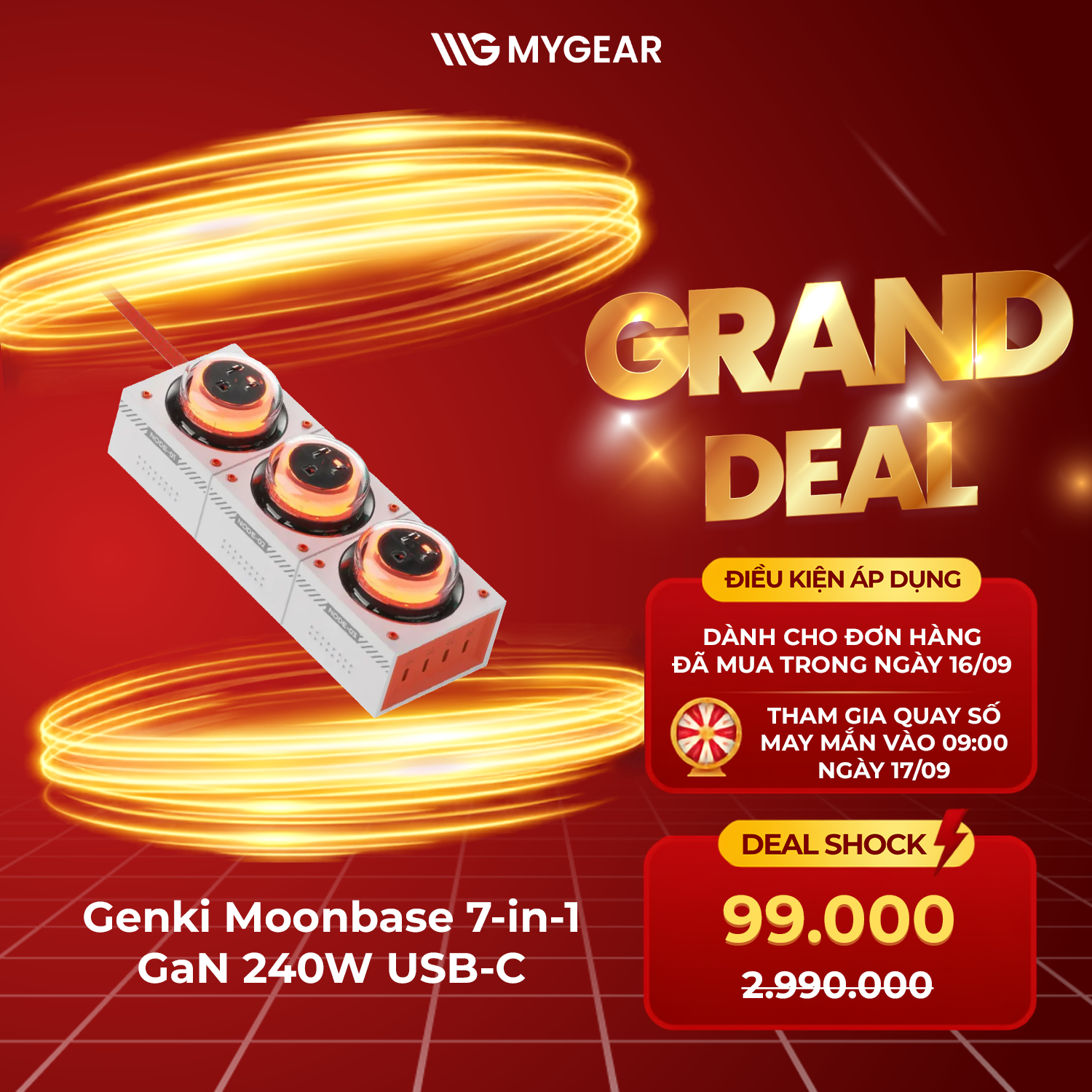 Genki Moonbase 7-in-1 GaN 240W USB-C Deal Shock 99.000đ